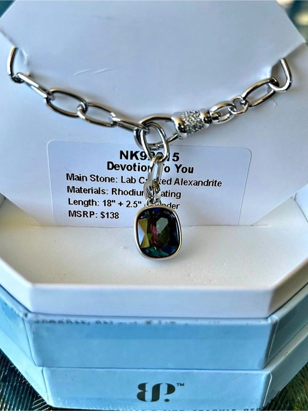 Bomb Party Birthday Collection Rhodium Alexandrite Necklace